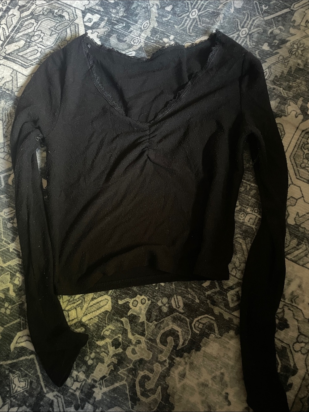 Black long sleeve v neck little bit of lace